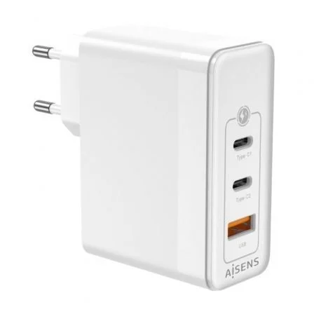 Aisens Cargador GaN 100W con 2xUSB-C y 1xUSB-A, Blanco